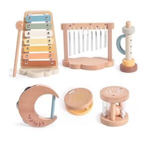 Baby Montessori Musical Instruments, Wooden Percussion Xylophone Toys, 18M+